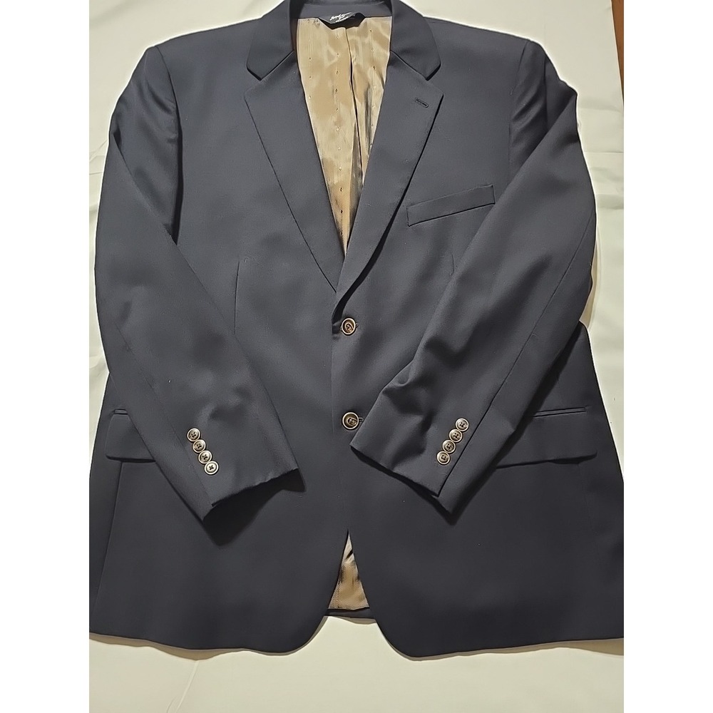 Joseph Feiss Gold Men Sport Coat 46S Dark Blue Wool Blazer Jacket Casual Classic